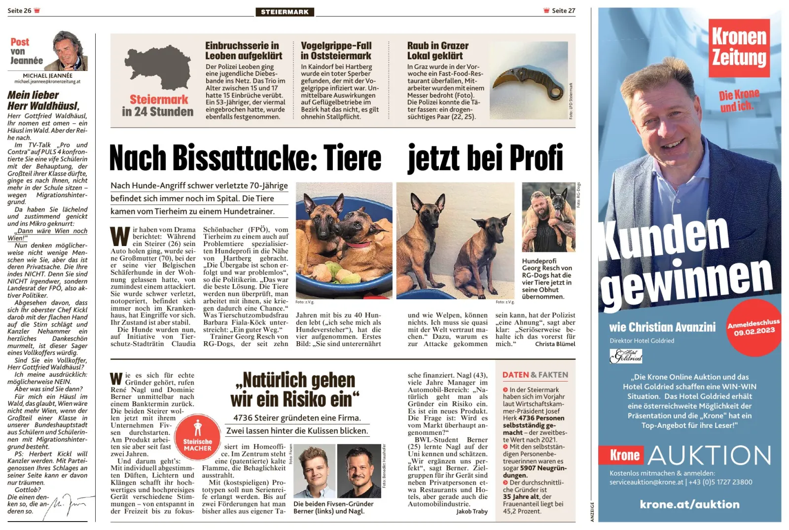 Zeitungsseite: Nach Bissattacke: Tiere jetzt bei Profi