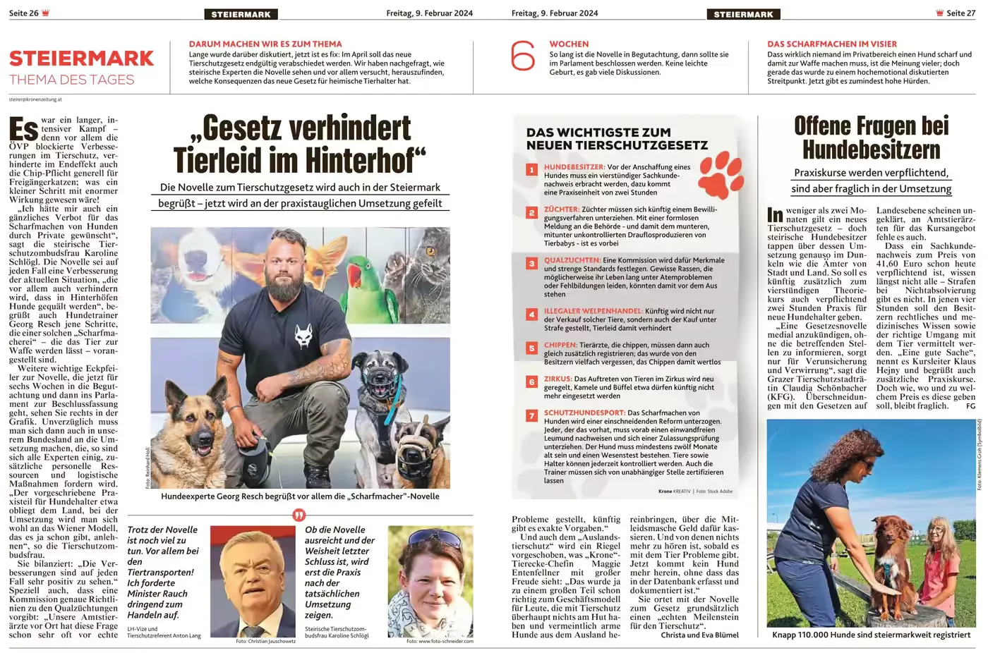 Zeitungsartikel „Gesetz verhindert Tierleid im Hinterhof“
