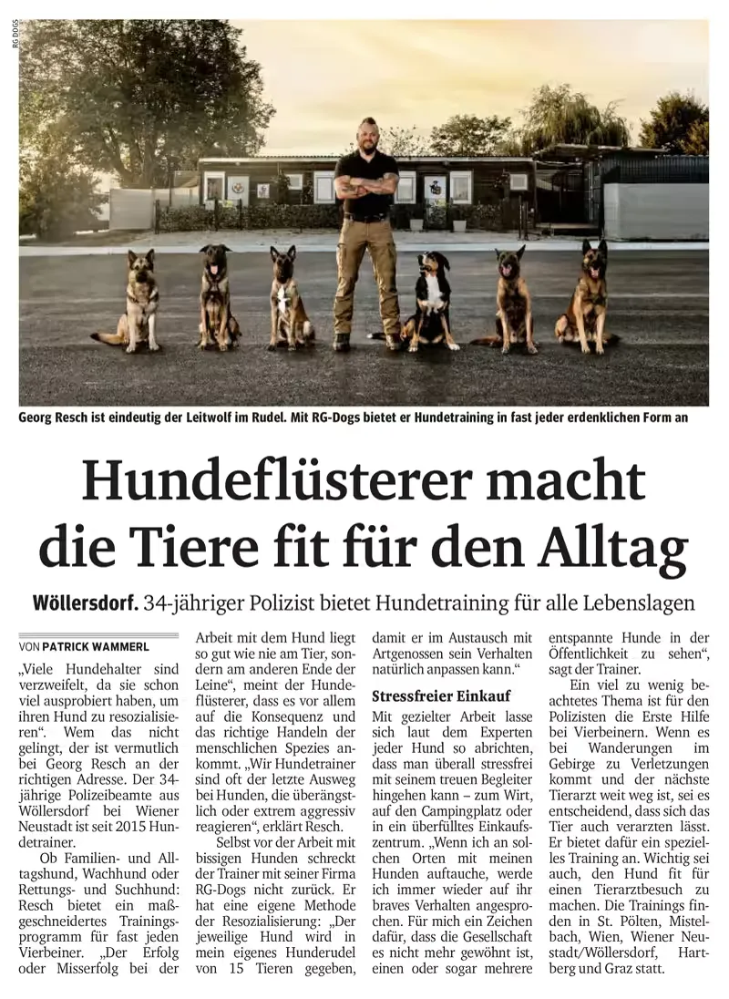 Kurier-Artikel „Hundeflüsterer macht die Tiere fit für den Alltag“